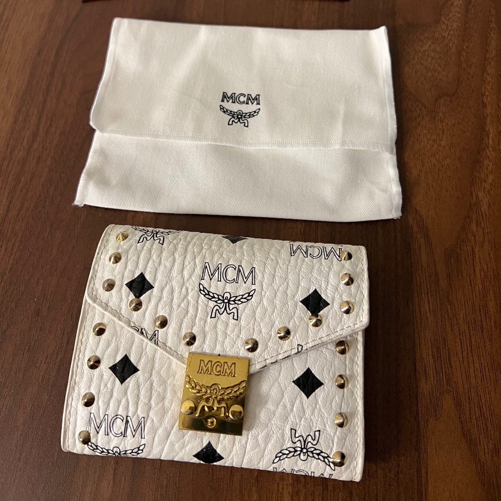 MCM studded trifold wallet